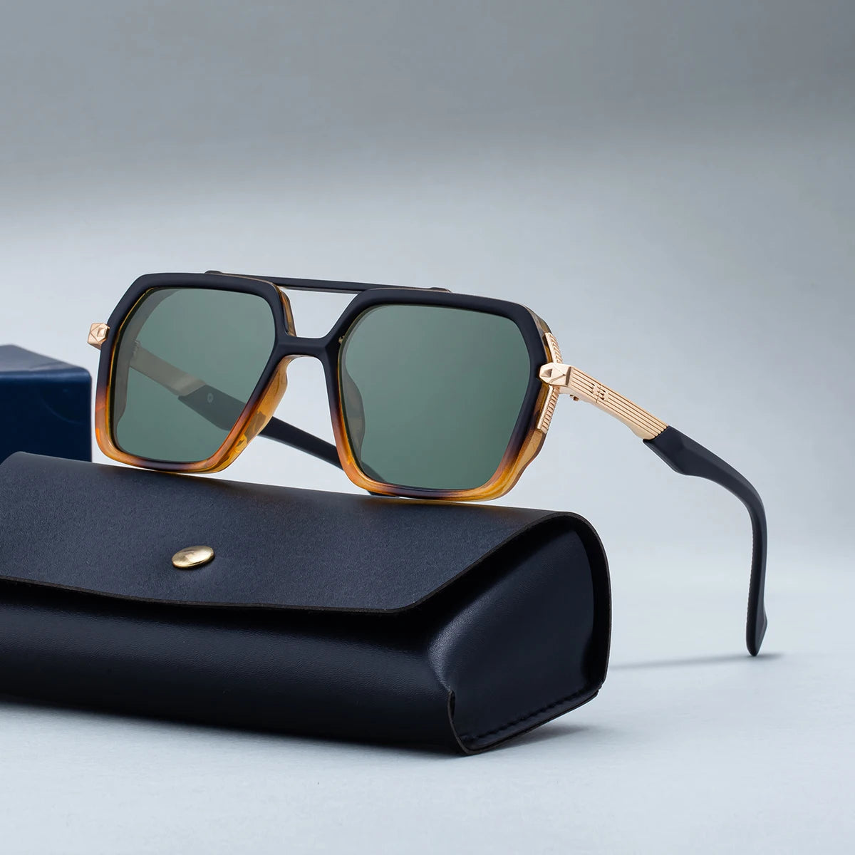Designer Polygonal Double Bridge UV400 Protection Sunglasses for Men