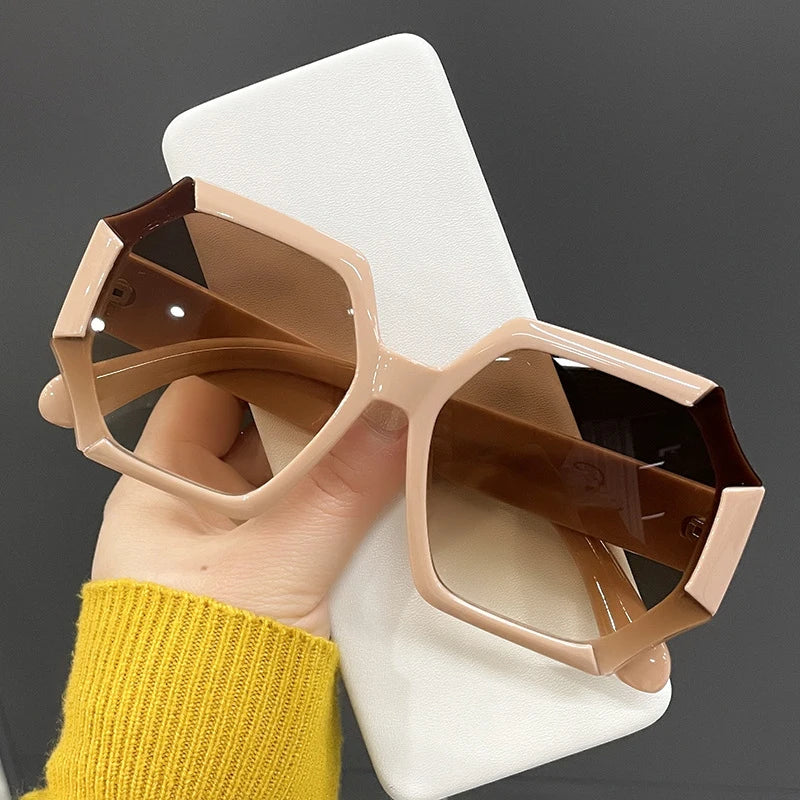 Elevate Your Style with Unique Polygonal Square Sunglasses - Trendy Gradient Lenses for the Modern Woman