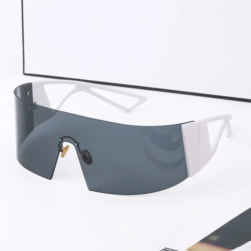 Designer Rimless Oversized One Piece Lens UV400 Sunglasses for Women & Men