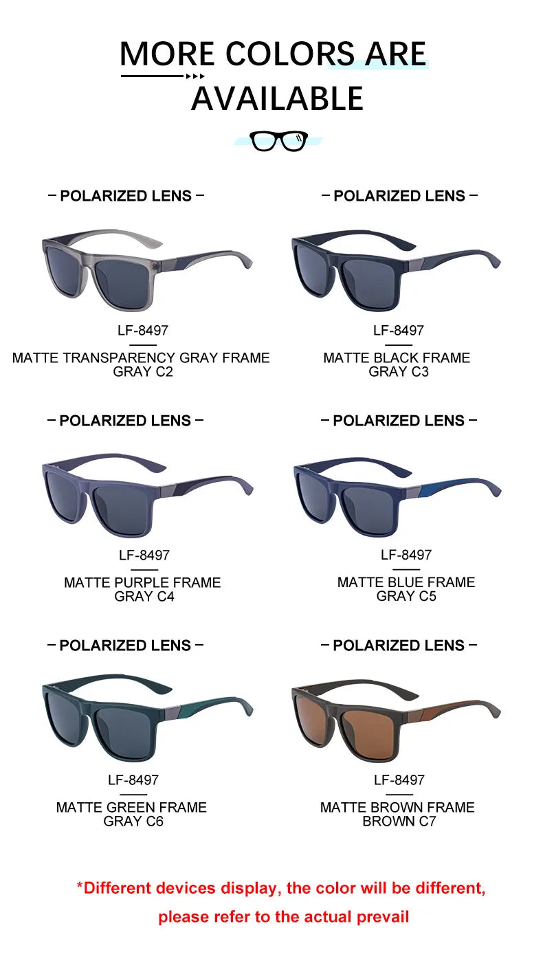 Fashion Personality Square PC Frame TAC Lens Polarized UV400 Protection Sunglasses for Men 