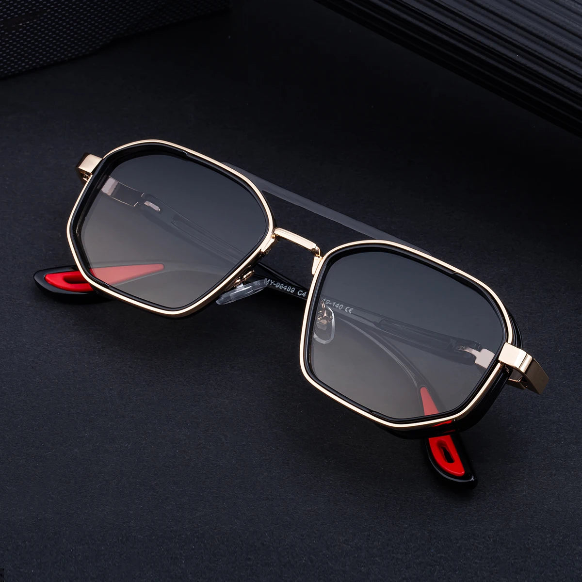 Designer Rectangle Double Bridge Spring Hinge UV400 Sunglasses for Men