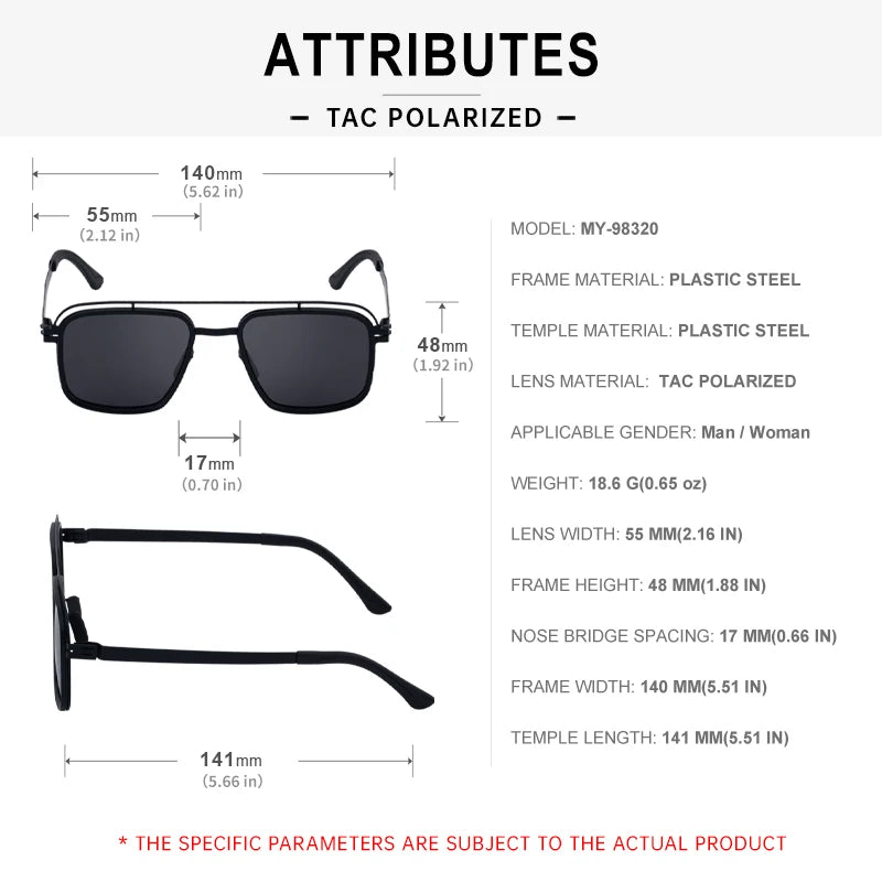 Double Bridge Polarized Hinge UV400 Sunglasses for Men