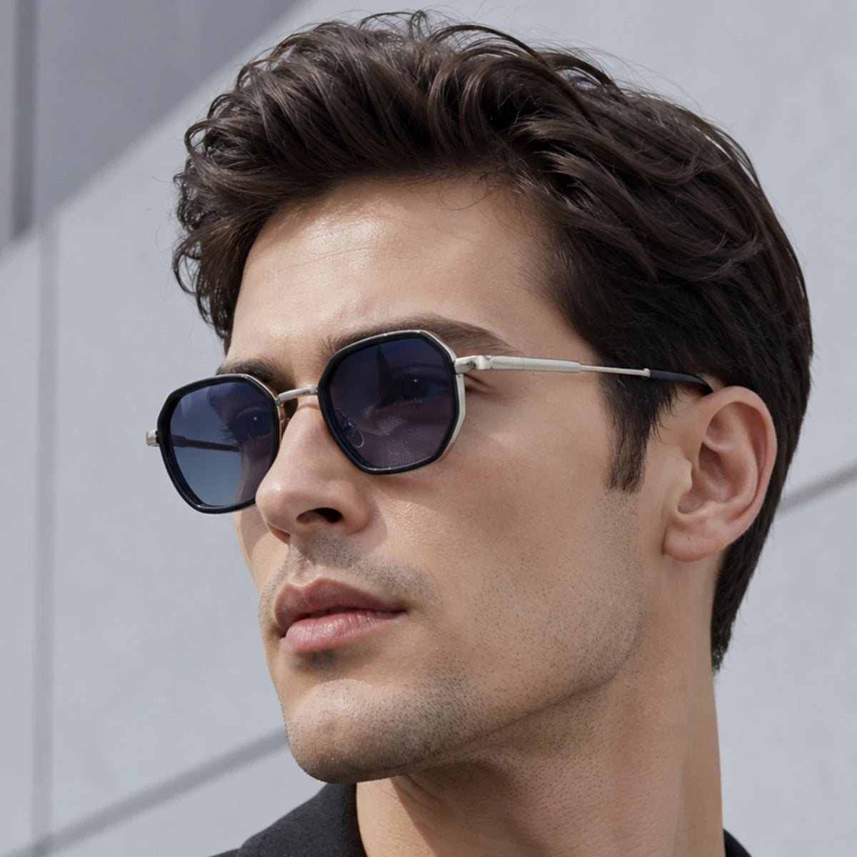  Designer Polygonal Metal UV400 Sunglasses for Men 