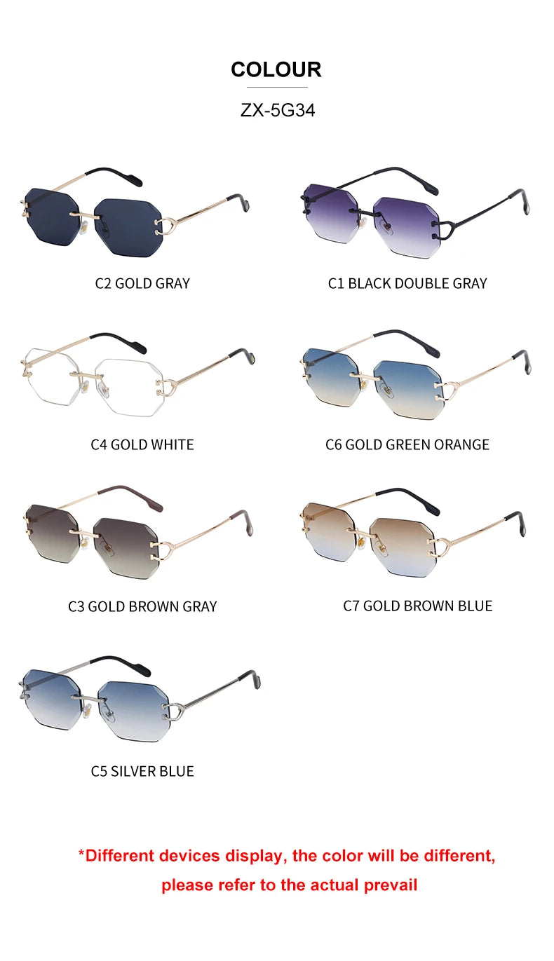  Designer Rimless Diamond Cut Lens UV400 Sunglasses for  Women & Men
