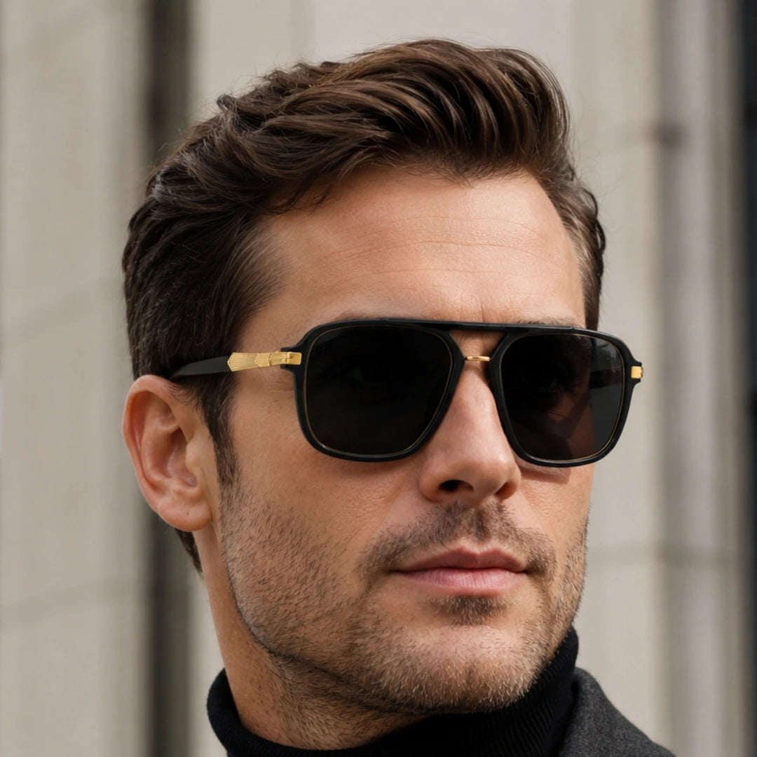 Designer Square Double Bridge UV400 Protection Sunglasses for Men