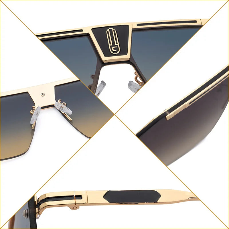 Designer Semi Rimless UV400 Protection Sunglasses for Men