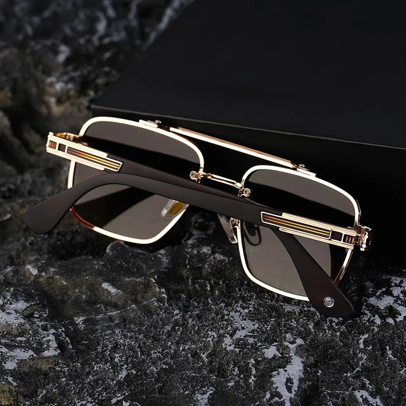  Fashion Metal Double Bridge Frame UV Protection Sunglasses for Men