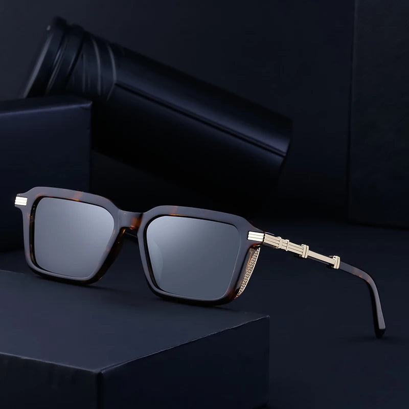 Vintage Designer Rectangle Polarized UV400 Sunglasses for Men