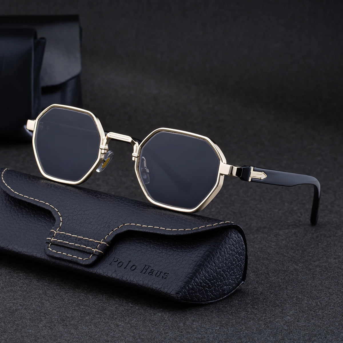  Designer Polygonal Metal Frame UV400 Protection Sunglasses for Men