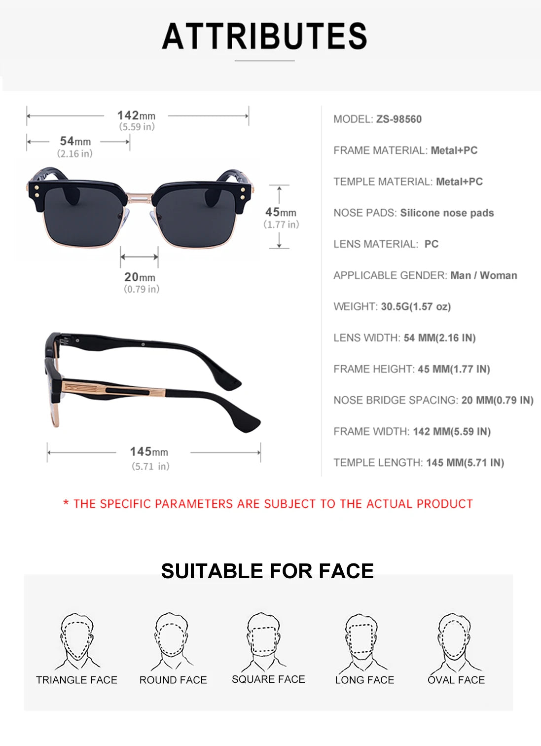 Designer Square Metal Frame UV400 Protection Sunglasses for Men