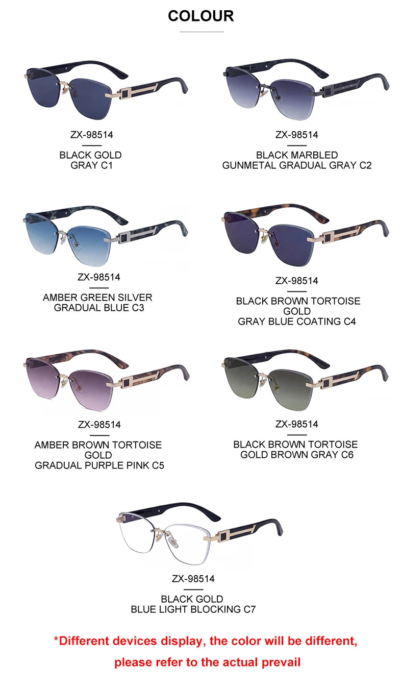Designer Rimless Cat Eye Diamond Cut Lens UV400 Sunglasses for Women