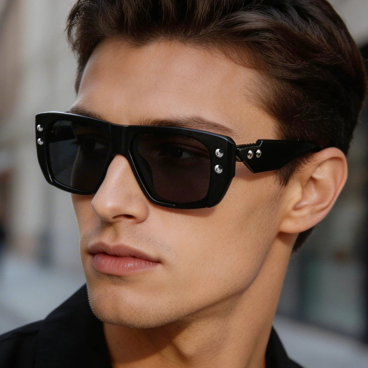  Designer Square Frame Punk Style Polarized UV400 Sunglasses for Men
