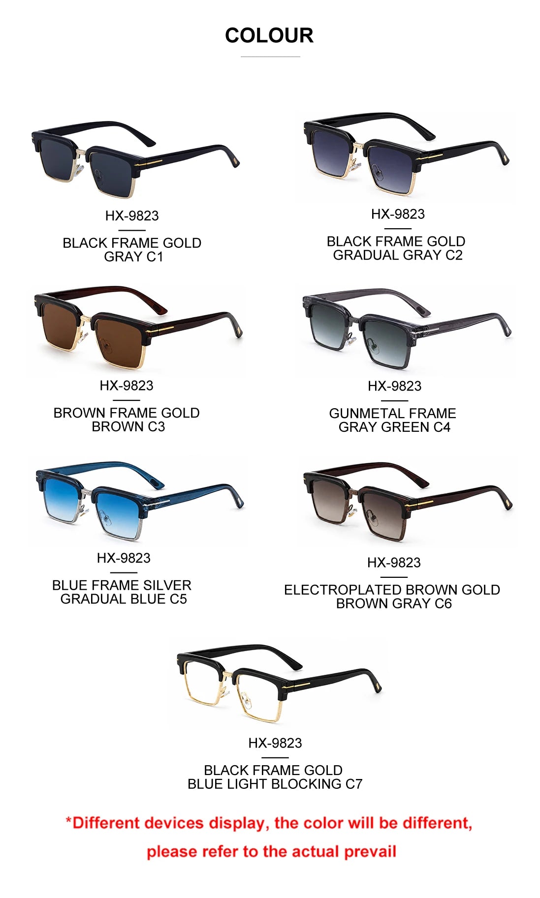 Designer Square Metal Frame UV400 Protection Sunglasses for Men 
