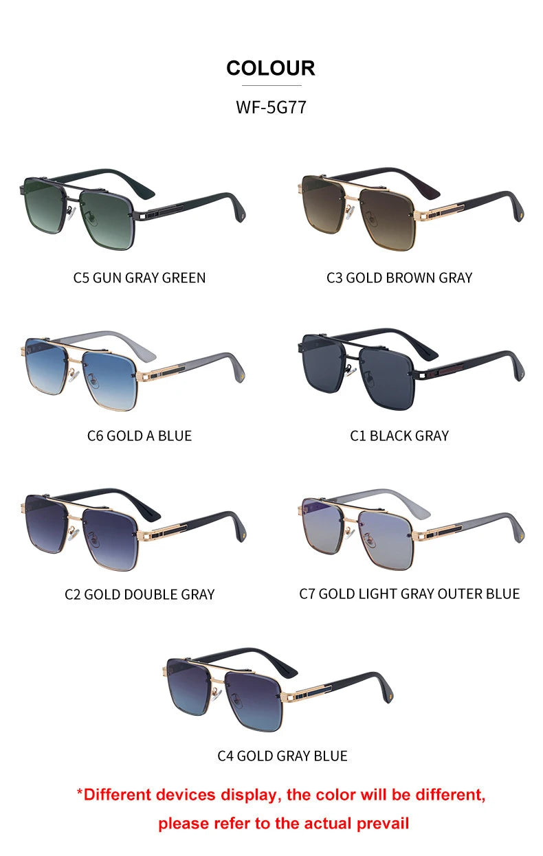  Fashion Metal Double Bridge Frame UV Protection Sunglasses for Men