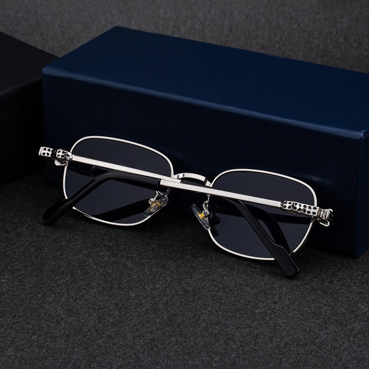  Designer Leopard Head Rectangle Metal UV400 Sunglasses for Men