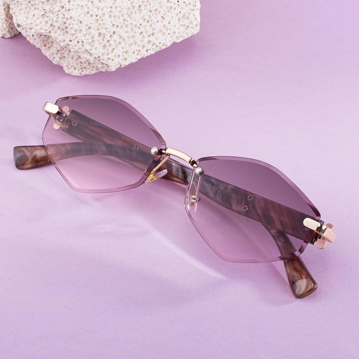 Designer Rimless Diamond Shaped UV400 Protection Sunglasses for Women