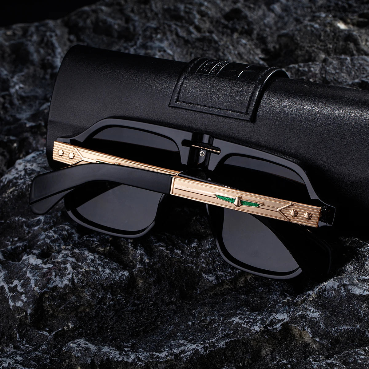  Retro Designer Oversized Square Double Bridge Polarized UV400 Sunglasses for Menor Men