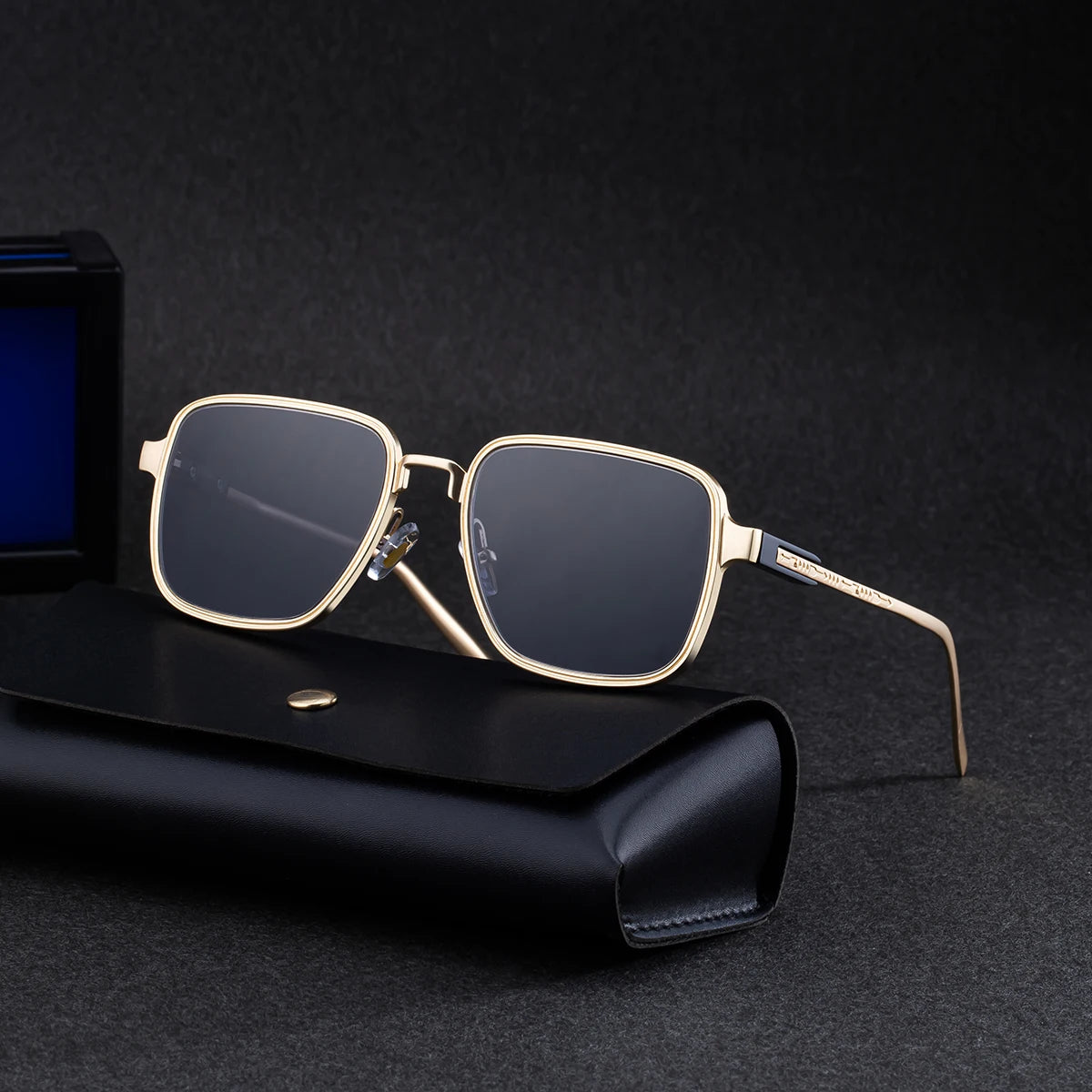 Designer Square Metal Frame UV400 Sunglasses for Men