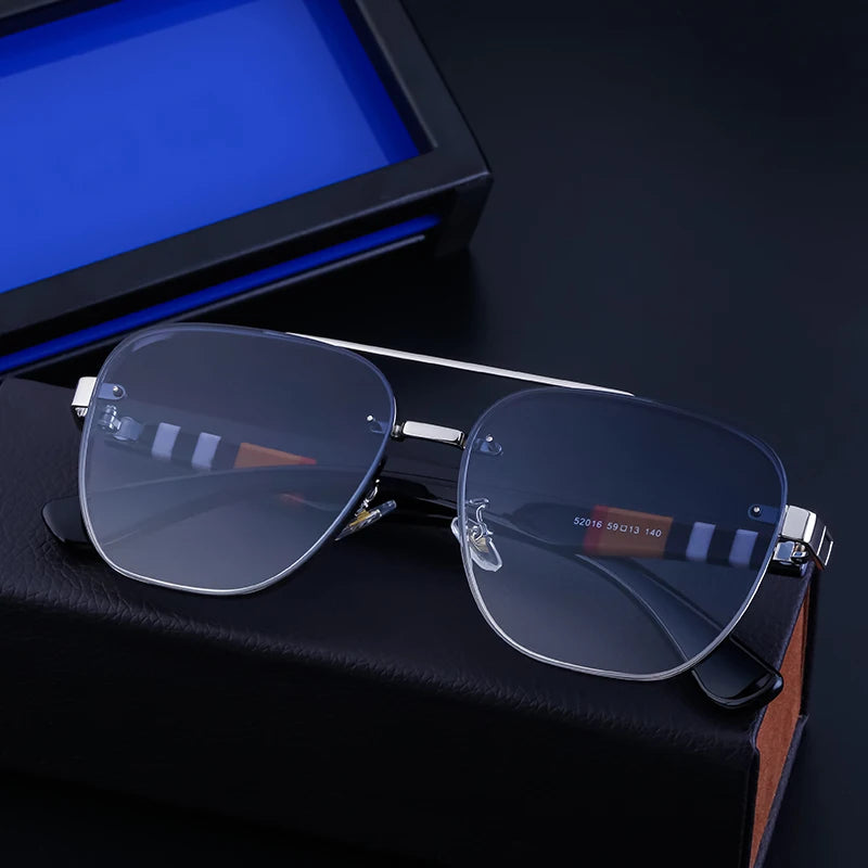 Designer Square Metal Frame Double Bridge UV400 Sunglasses for Women & Men