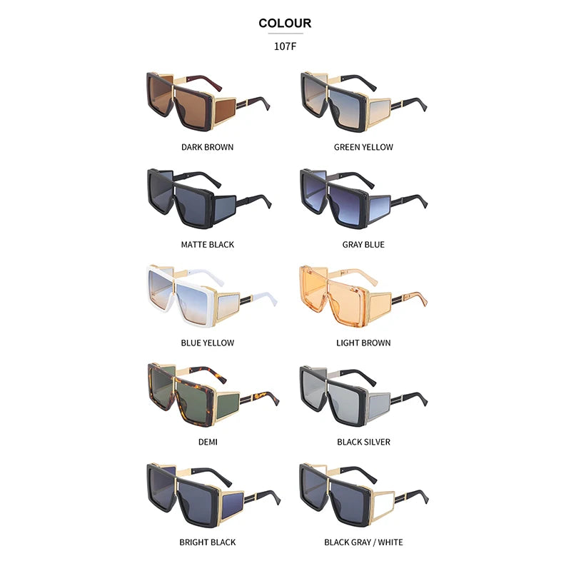  Punk Style Oversized Square UV400 Sunglasses for Women 