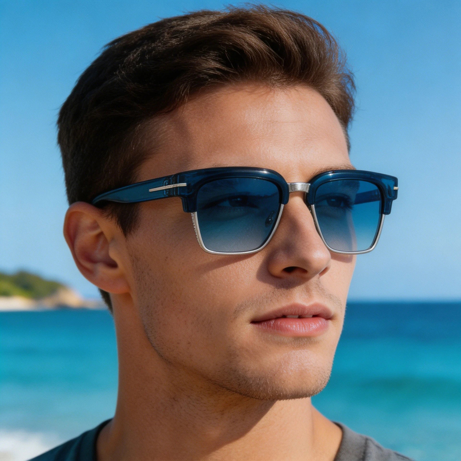 Designer Square Metal Frame UV400 Protection Sunglasses for Men 