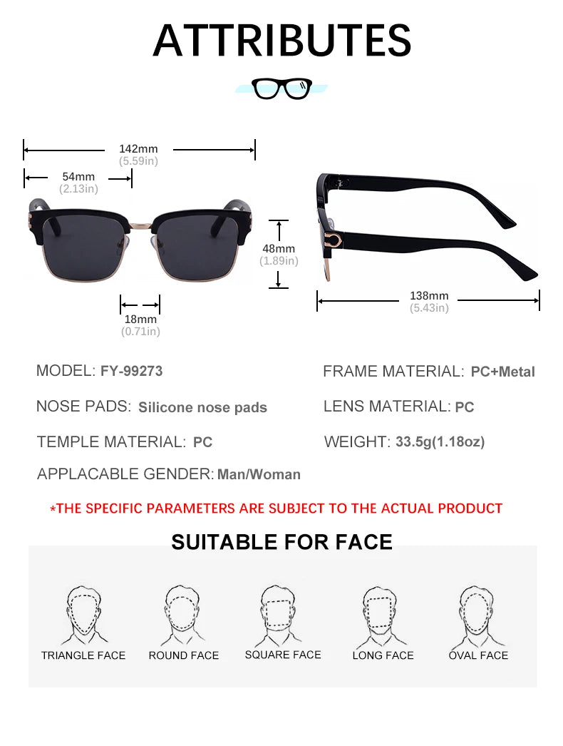 Designer Square Frame UV400 Protection Sunglasses for Women & Men 