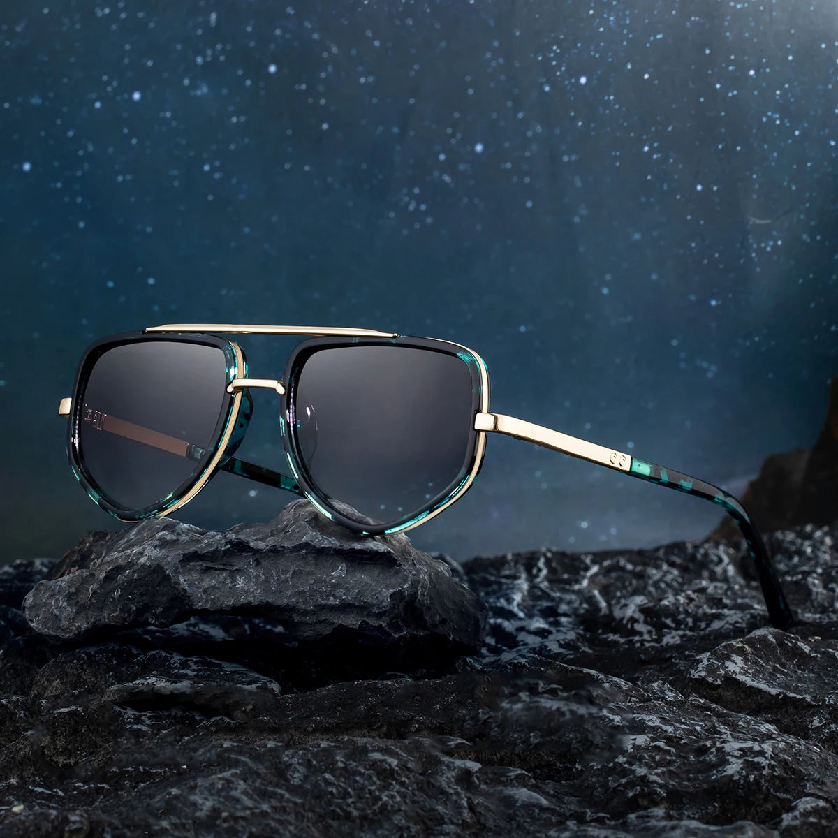  Designer Double Bridge Metal Frame Polarized UV400 Sunglasses for Men