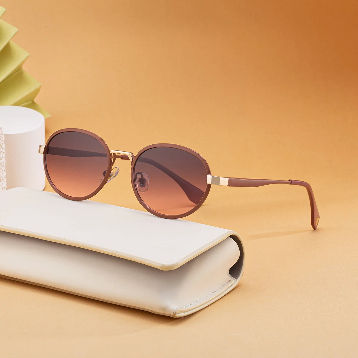 Designer Oval Metal Frame UV400 Protection Sunglasses for Women 