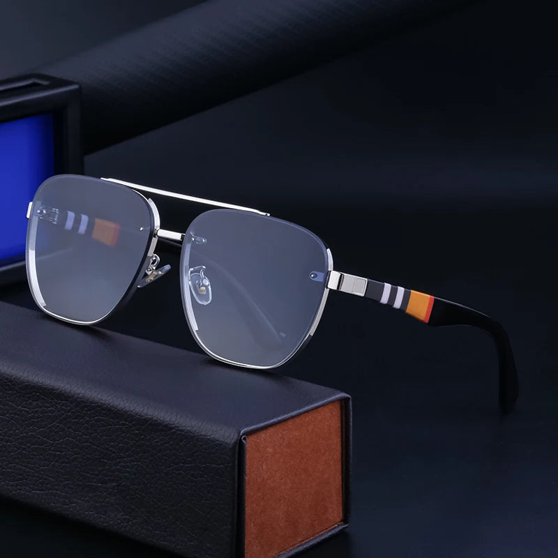Designer Square Metal Frame Double Bridge UV400 Sunglasses for Women & Men