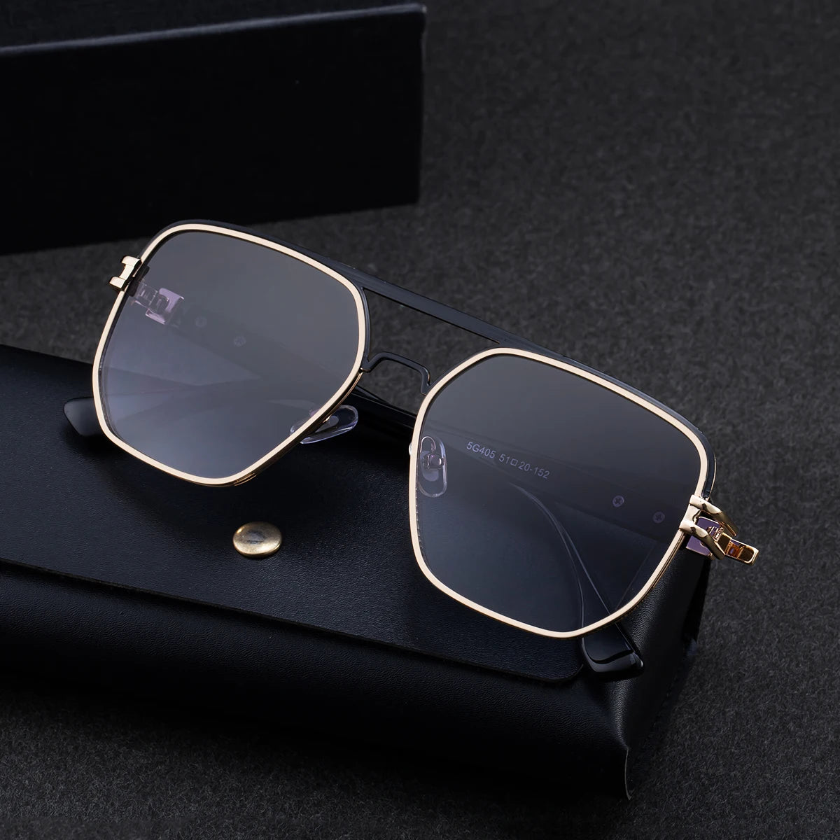 Designer Square Metal Double Bridge UV400 Protection Sunglasses for Men