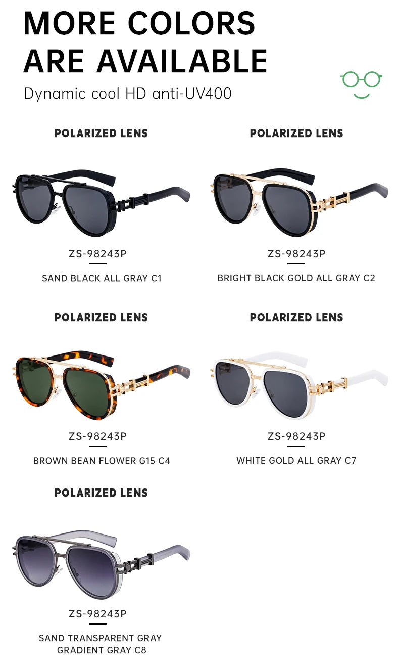  Vintage Retro Style Aviation Double Bridge Polarized UV400 Sunglasses for Men