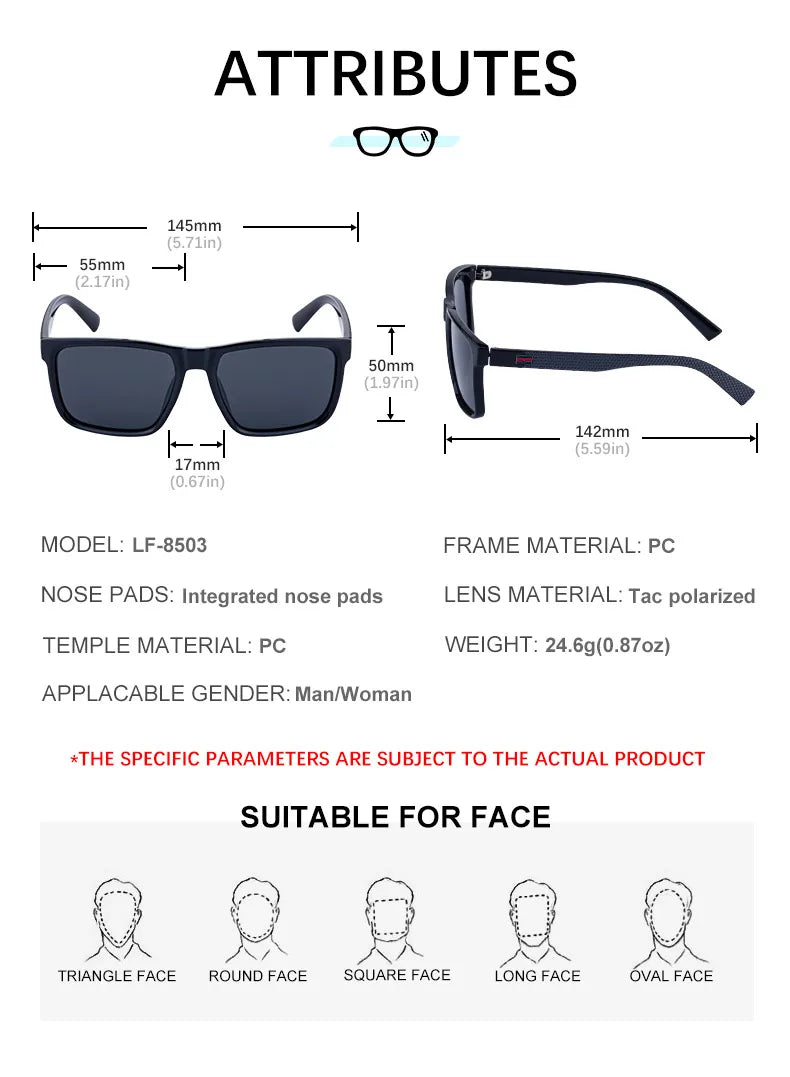 Fashion Square Frame TAC Lens Polarized Driving UV400 Sunglasses for Men