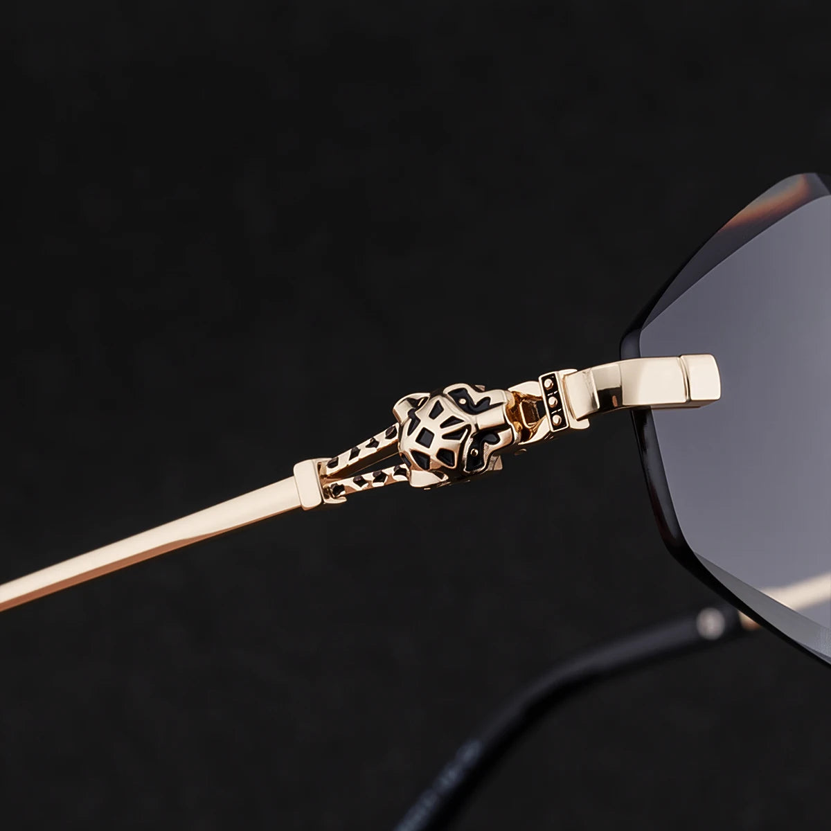 Designer Rimless Polygonal Leopard Head UV400 Sunglasses for Women & Men