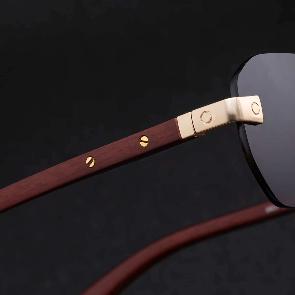Designer Rimless Wood Grain Colors Temples UV400 Sunglasses for Men