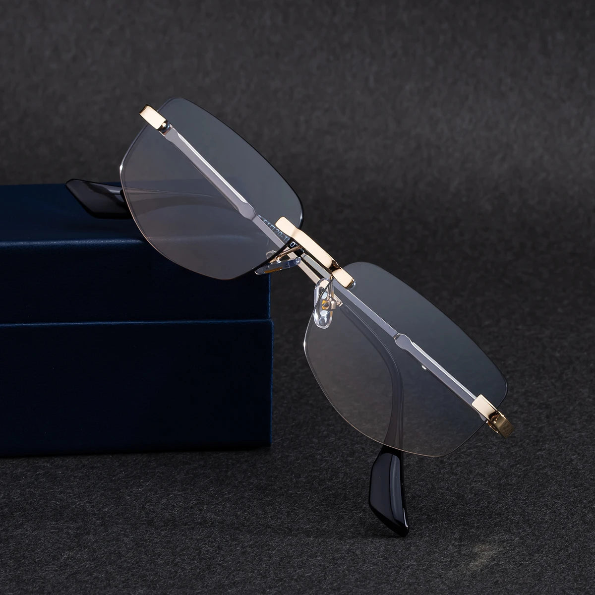 Designer Rectangle Rimless UV400 Protection Sunglasses for Men