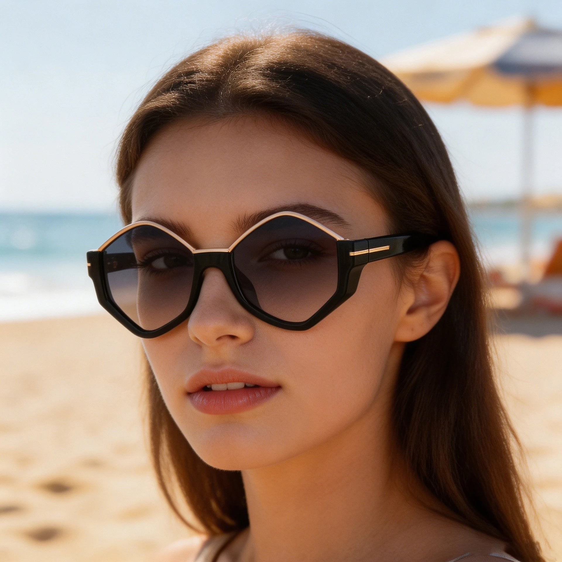Designer Polygonal Shaped UV400 Protection Sunglasses for Women 