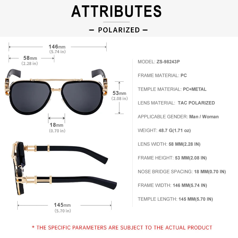  Vintage Retro Style Aviation Double Bridge Polarized UV400 Sunglasses for Men