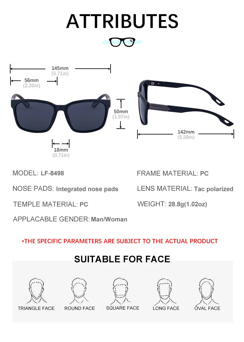 Designer Polarized Square Frame UV400 Protection Sunglasses for Men
