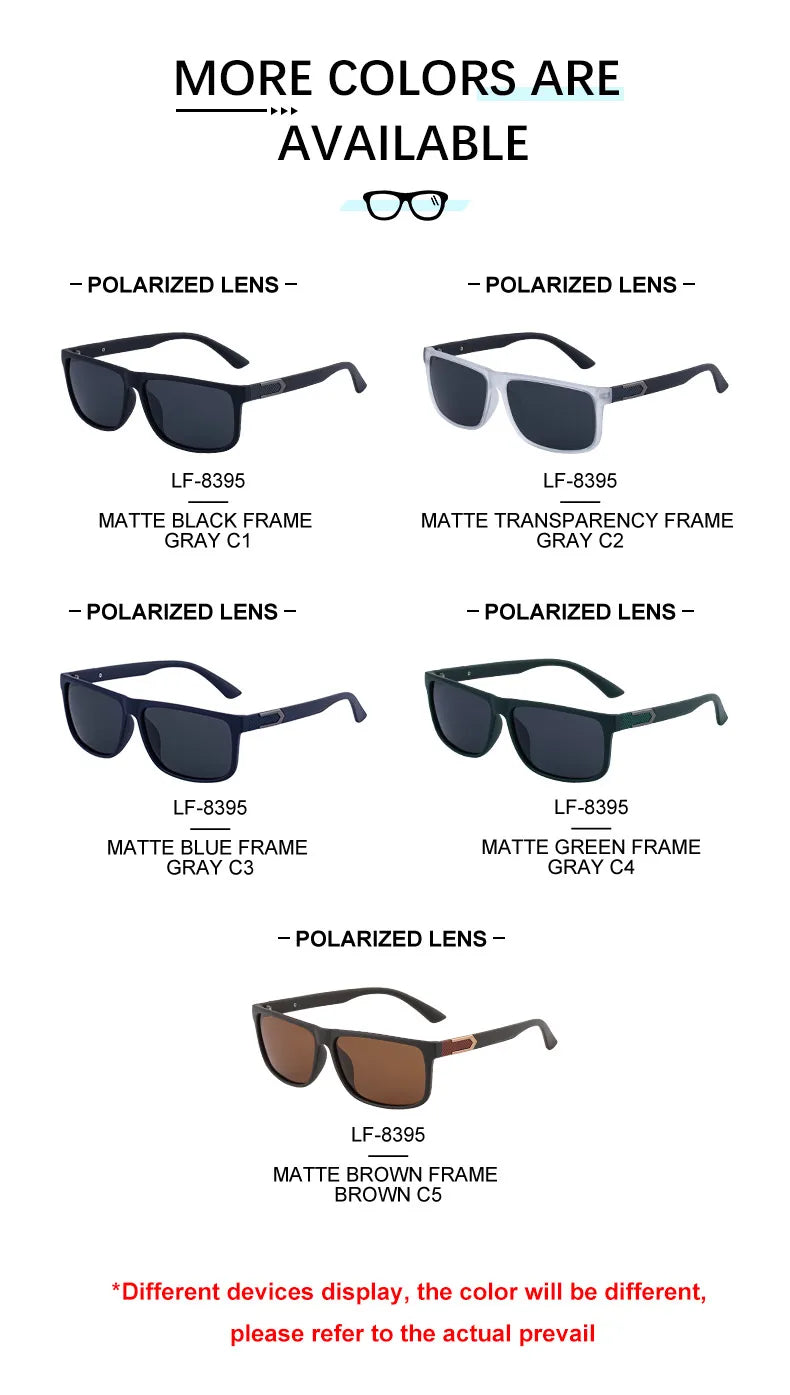 Square Polarized Fishing Driving UV400 Protection Sunglasses for Men