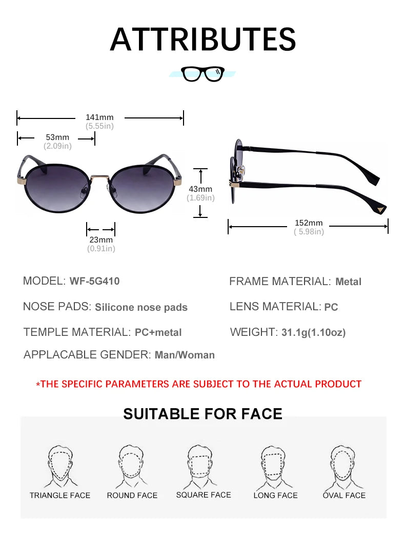 Designer Oval Metal Frame UV400 Protection Sunglasses for Women 
