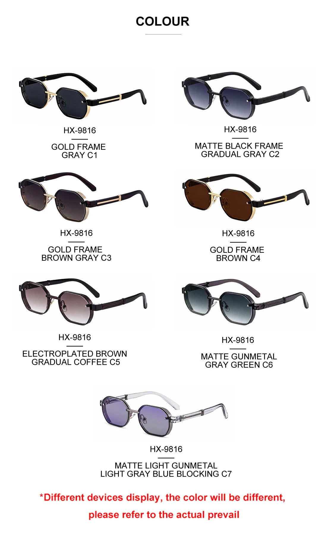 Designer Custom Logo Polygonal Metal Frame UV400 Sunglasses for Men 