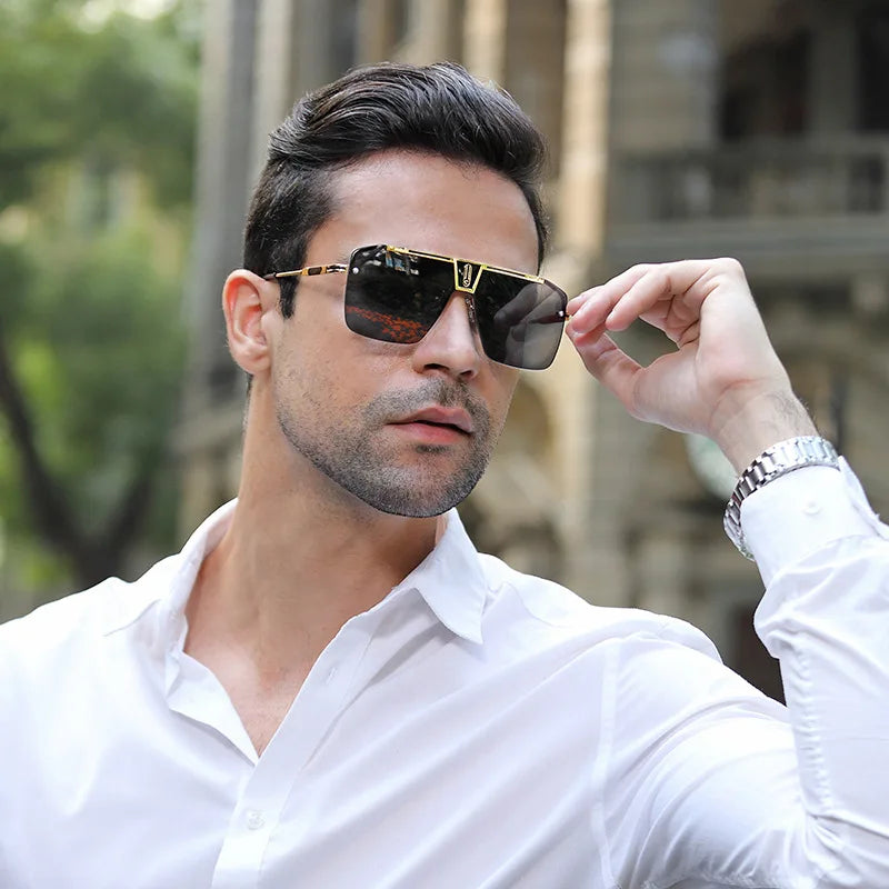  Designer Semi Rimless UV400 Protection Sunglasses for Men