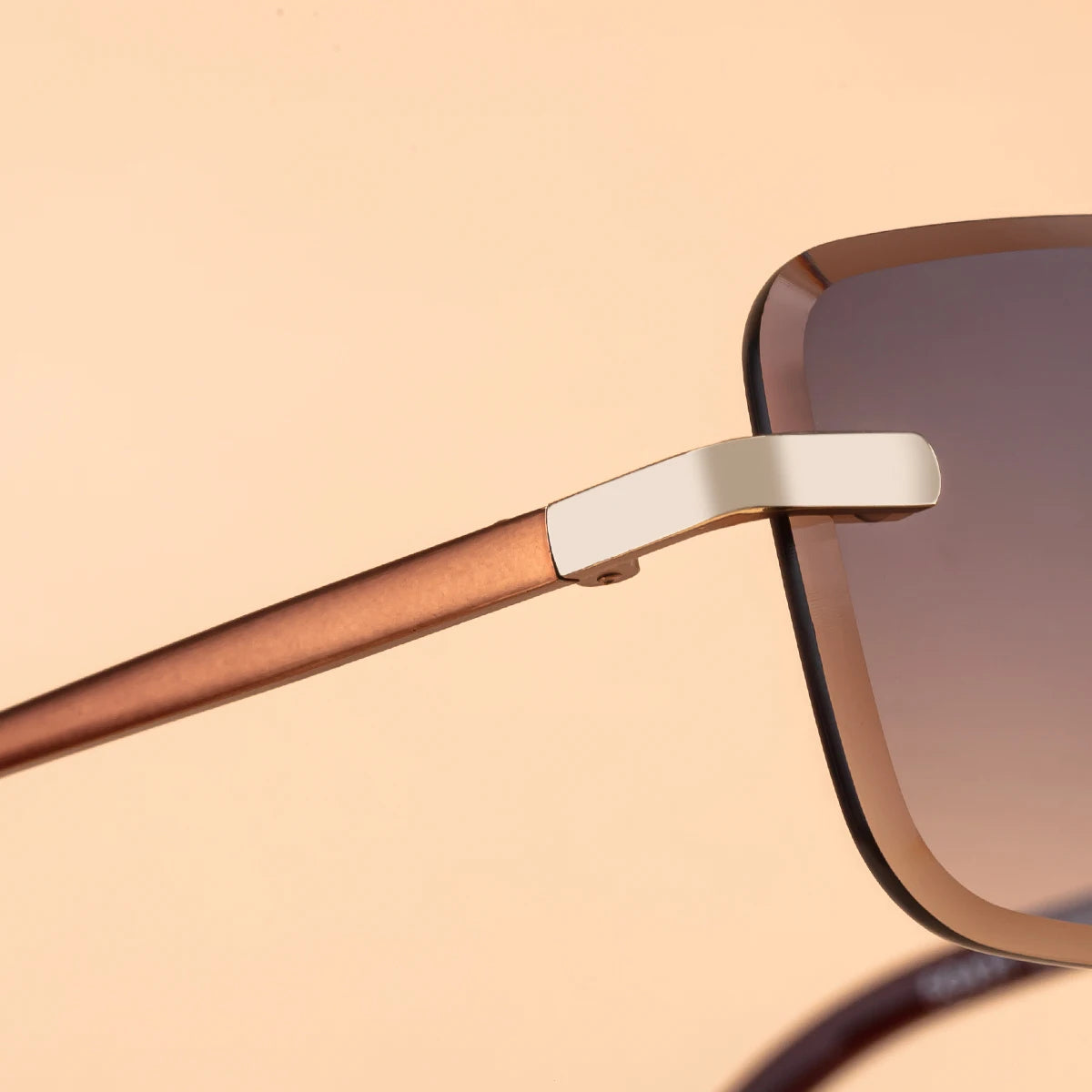 Designer Rectangle Rimless Diamond Cut Lens UV400 Sunglasses for Women