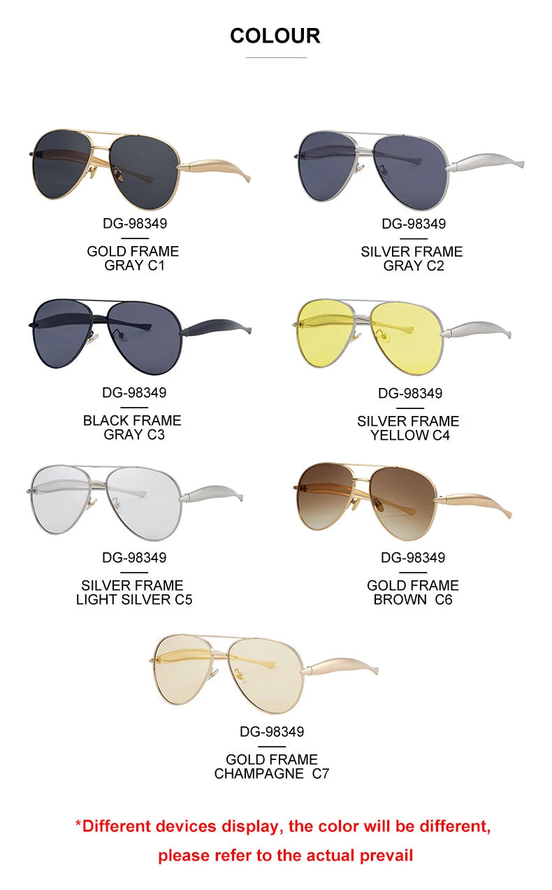 Designer Metal Double Bridge Aviation UV400 Sunglasses for Women 