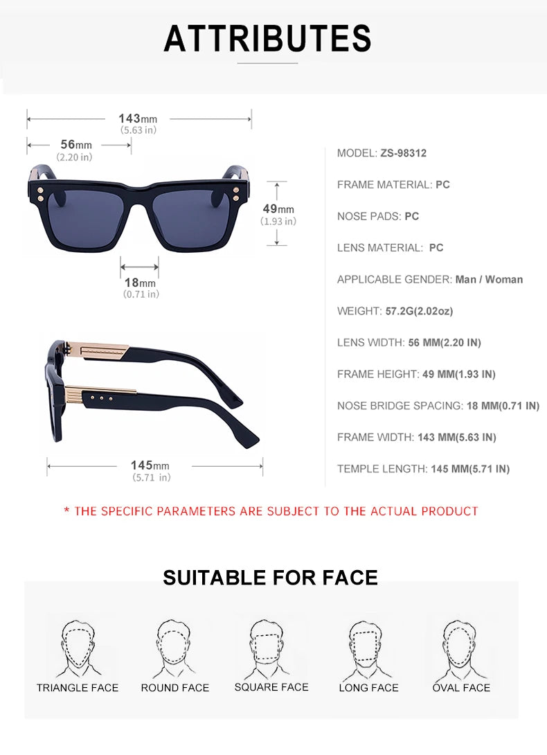 Designer Square UV400 Protection Sunglasses for Women & Men