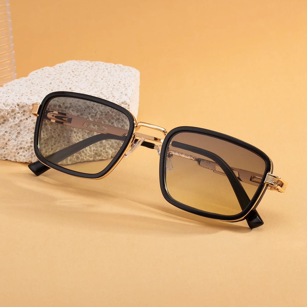  Designer Rectangle Metal Spring Hinge Polarized Driving UV400 Sunglasses for Men
