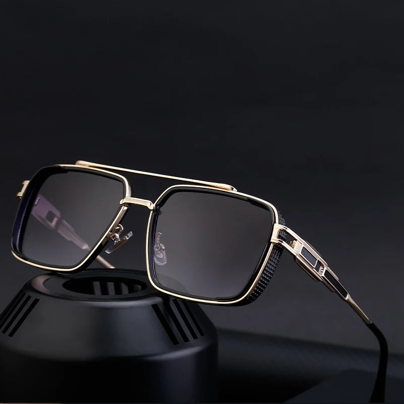 Retro Steampunk Style Metal Frame Double Bridge UV Protection Sunglasses for Men