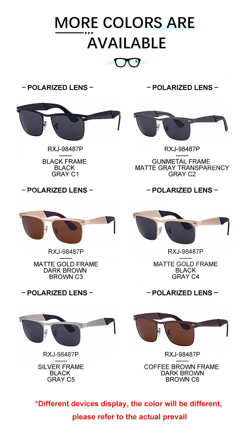  Designer Rectangle Metal Polarized Driving UV400 Sunglasses for Men