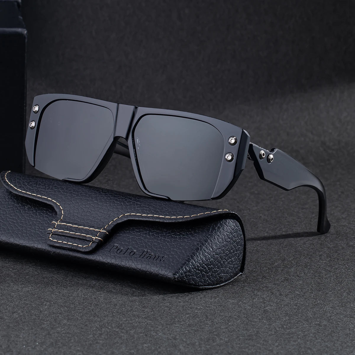  Designer Square Frame Punk Style Polarized UV400 Sunglasses for Men
