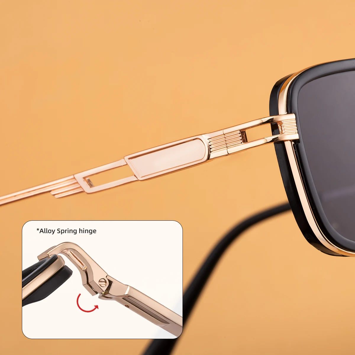 Designer Rectangle Spring Hinge UV400 Protection Sunglasses for Men